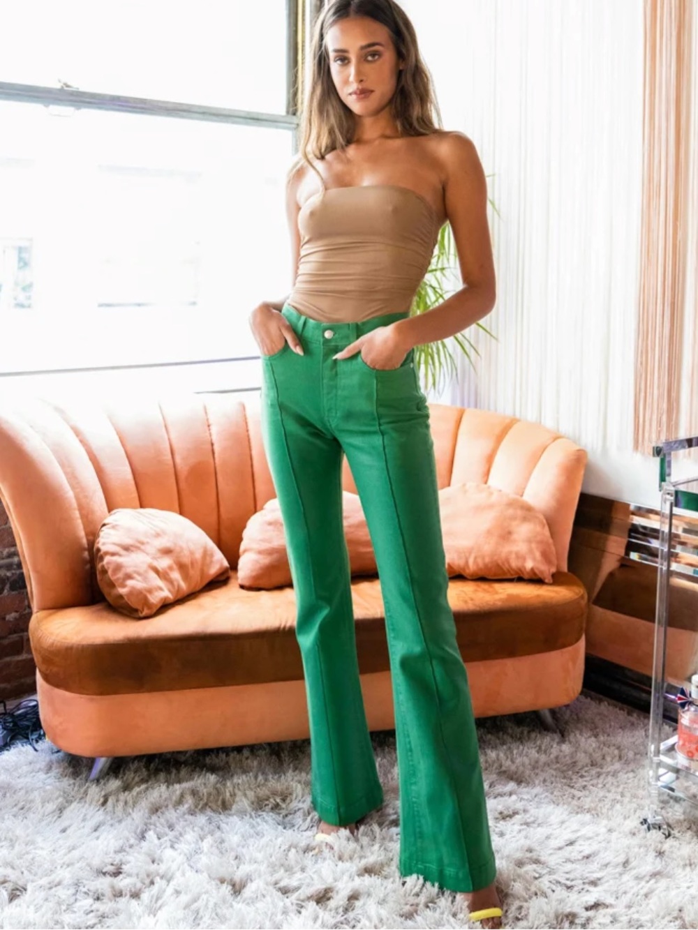 REVICE Venus Green High Rise Flare Jeans, Size 30, NWT